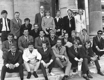 1967 original DJ line up outside all Saints Church