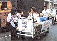 Simon Bates, Dave Lee Travis, Steve Wright and Tony Blackburn push 